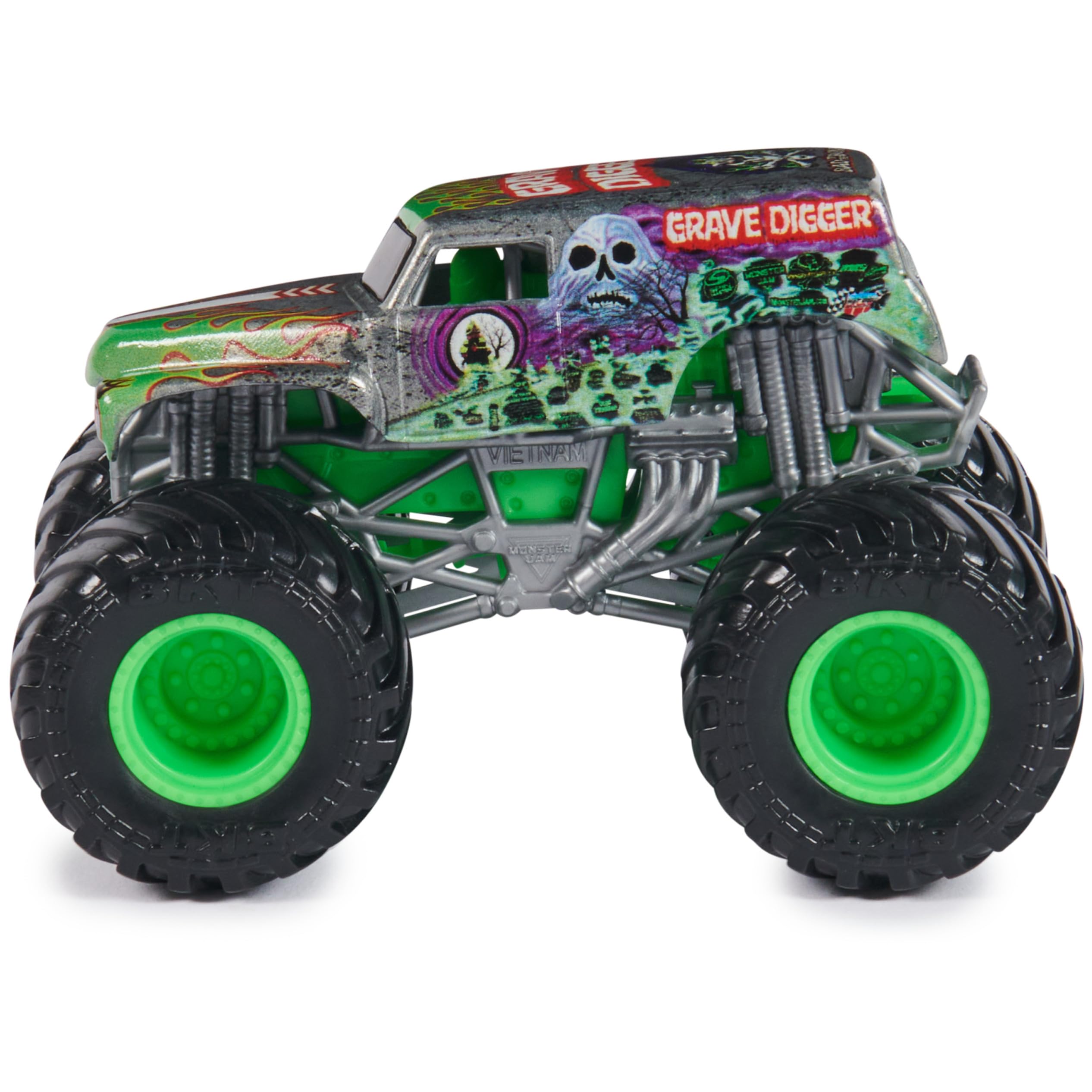 Grave Digger 164 tires with official branding for realism