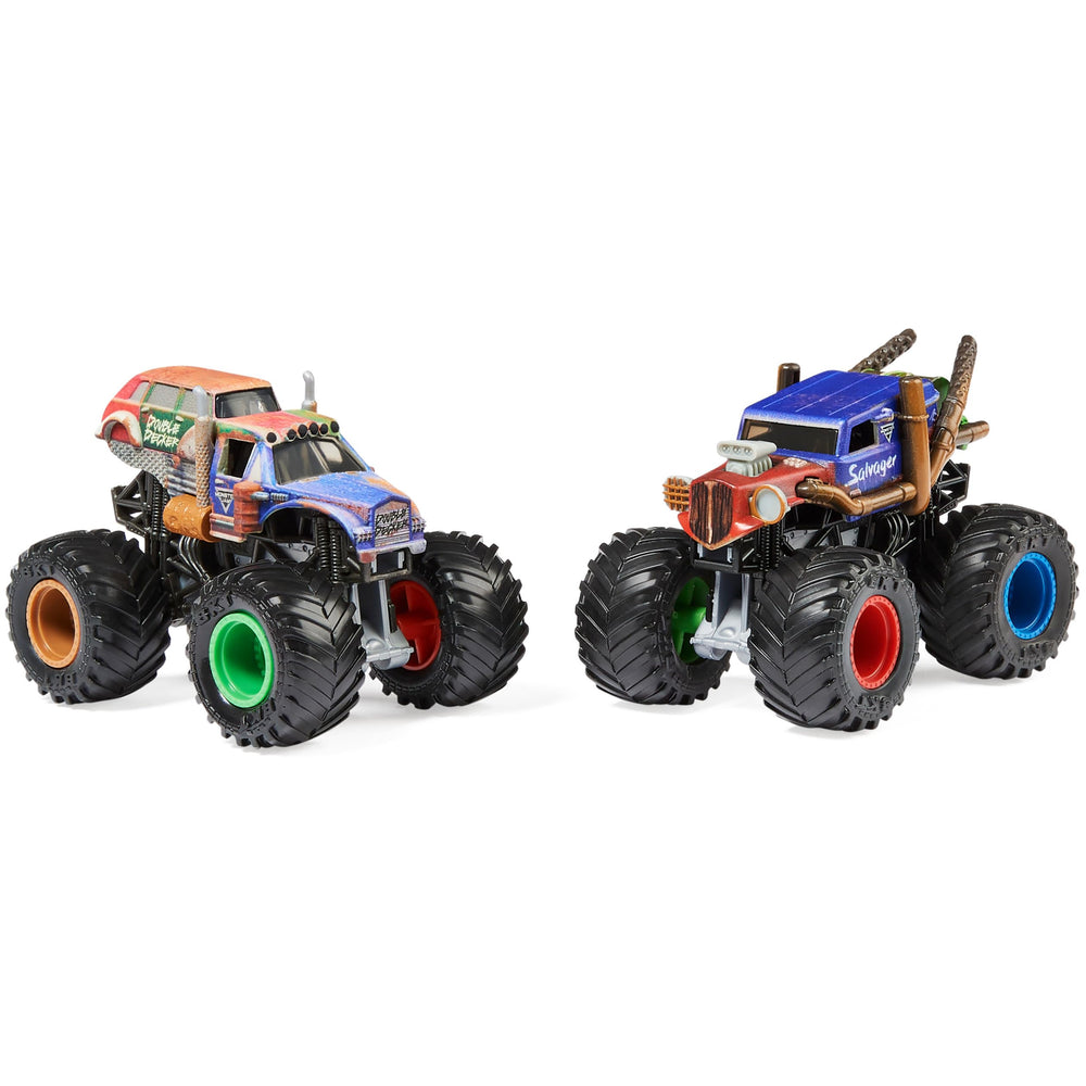 Monster Jam Grave Digger vs Higher Education 1:64 die-cast for display and racing.