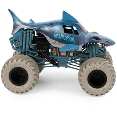 Monster Jam trucks close-up on BKT tires for authentic look.
