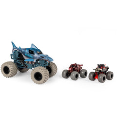 Monster Jam Pirates Curse 1:64 side view on display with authentic details.