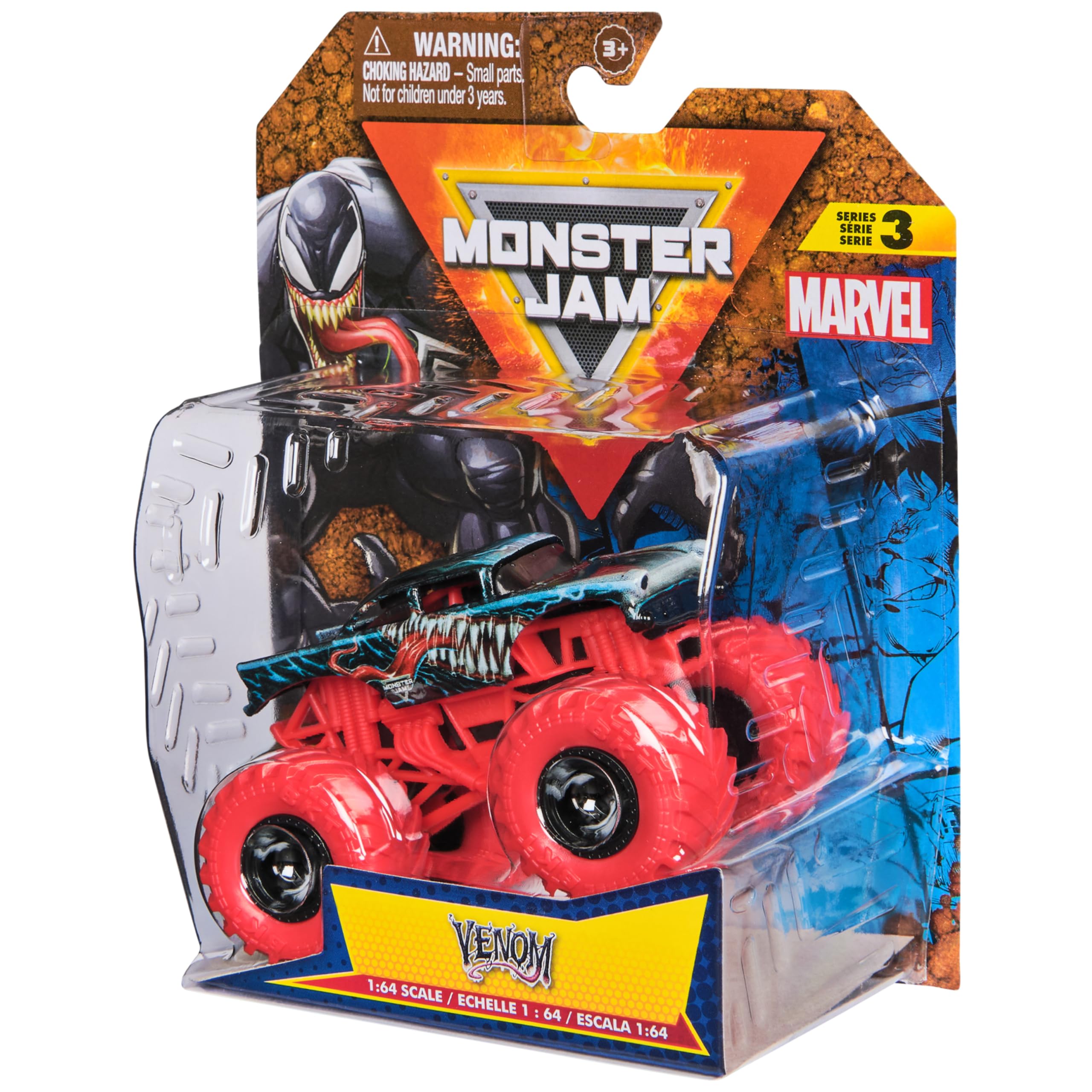 Monster Jam Marvel Venom truck ready for quick play and brave, kid-friendly adventures.
