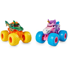 Monster Jam Max-D vs El Toro Loco 1:64 scale trucks spark action.