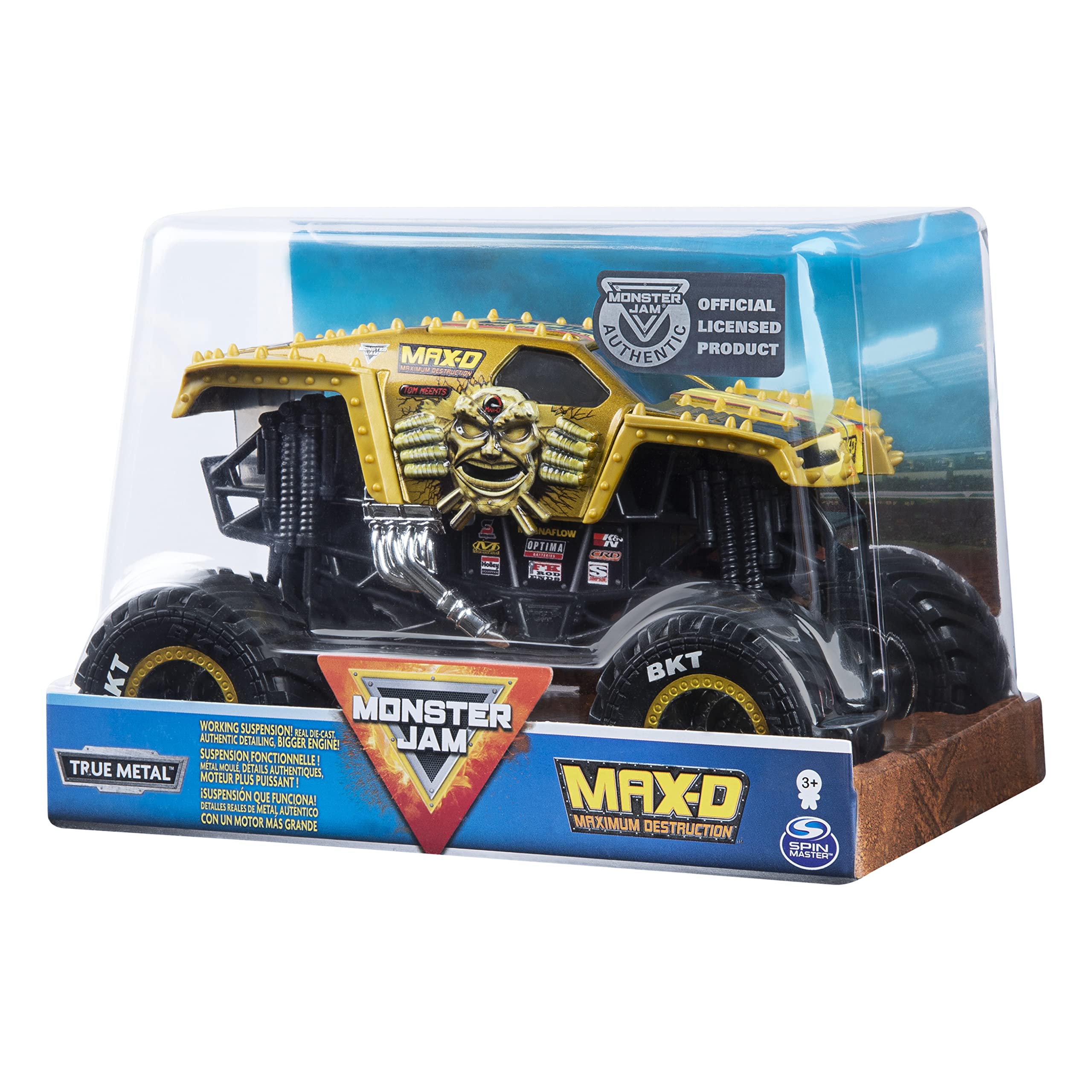 Monster Jam Max D with working suspension for realistic stunts and action