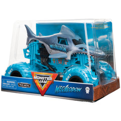 Monster Jam Megalodon 1:24-scale truck on BKT tires, provides traction for posing.
