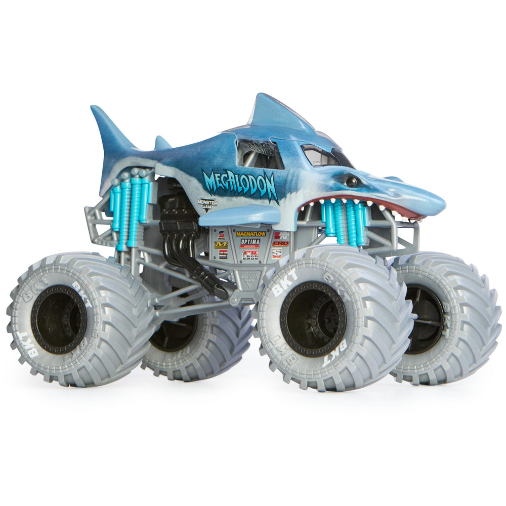 Monster Jam Megalodon with BKT tires for traction.