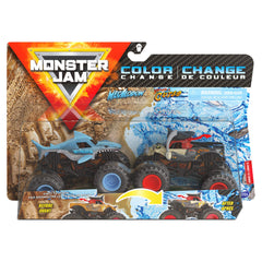 Monster Jam Megalodon vs Pirate's Curse 1:64 dirty-to-clean pack for play.