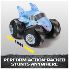 Monster Jam Megalodon plush truck with LED lights for night-time play