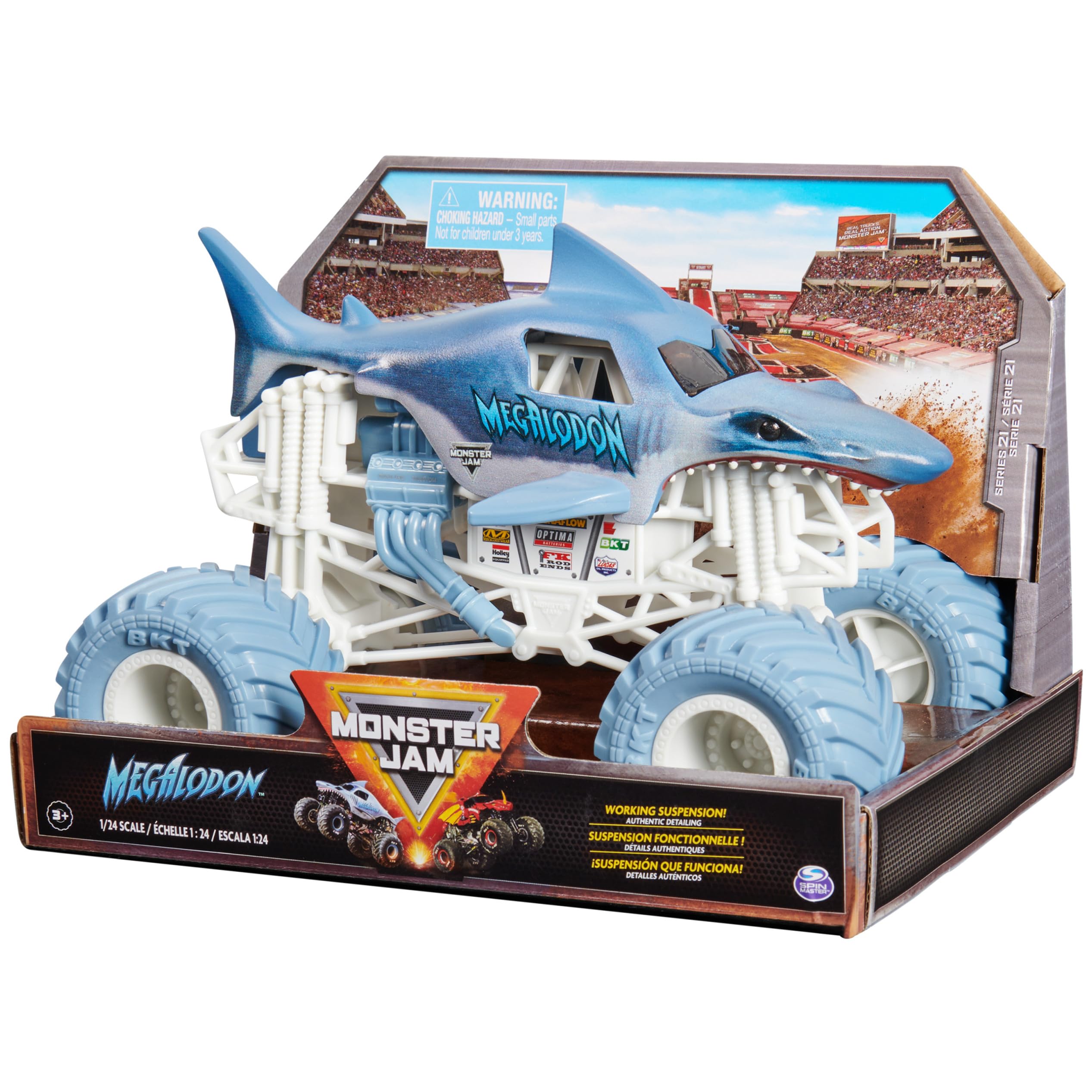Monster Jam Megalodon 1:24 action jumps spark imaginative fun