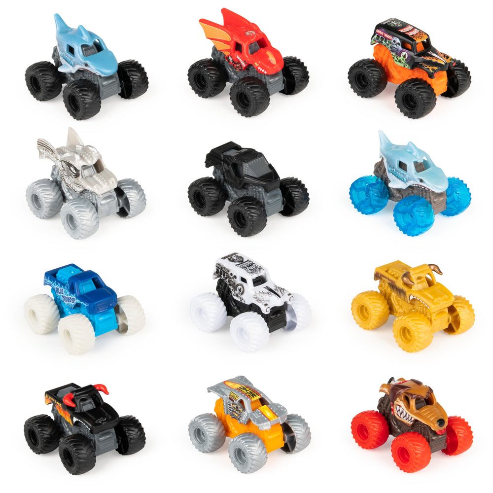 Monster Jam Mini Truck Megalodon 1-87 scale with vivid hues for action play.