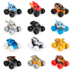 Monster Jam Mini Truck Megalodon 1-87 scale with vivid hues for action play.