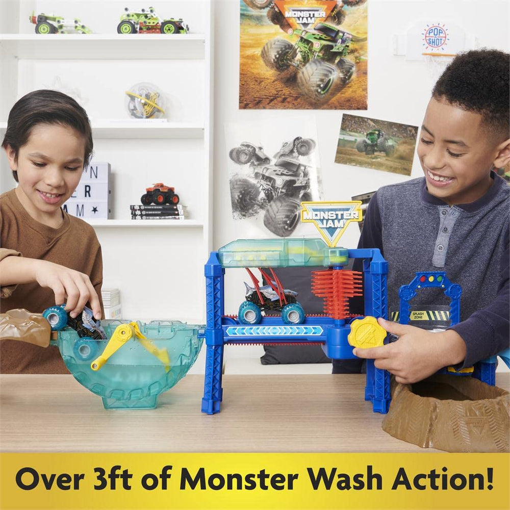 Monster Jam MNJ VHP 1t64 Power Wash Playset side detail highlighting rugged styling.