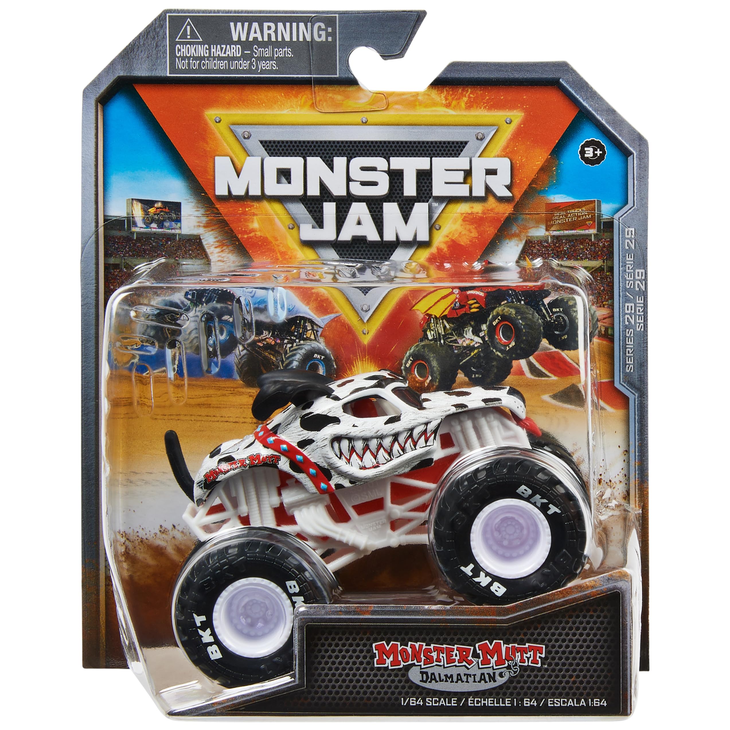 Monster Jam Monster Mutt Dalmatian 1:64 side view ideal for display and collection.