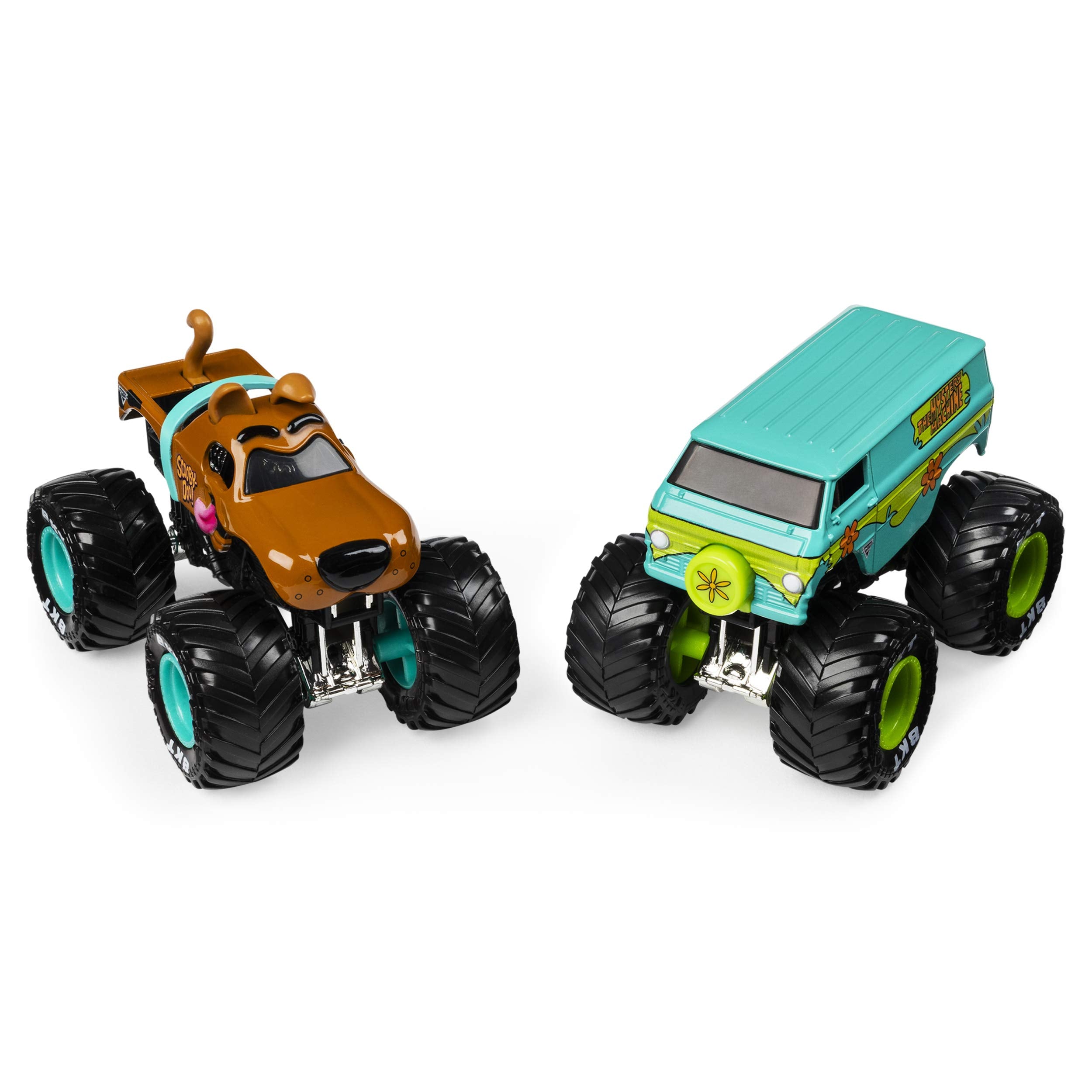 Monster Jam Mystery Machine truck side view highlighting chrome detailing for display