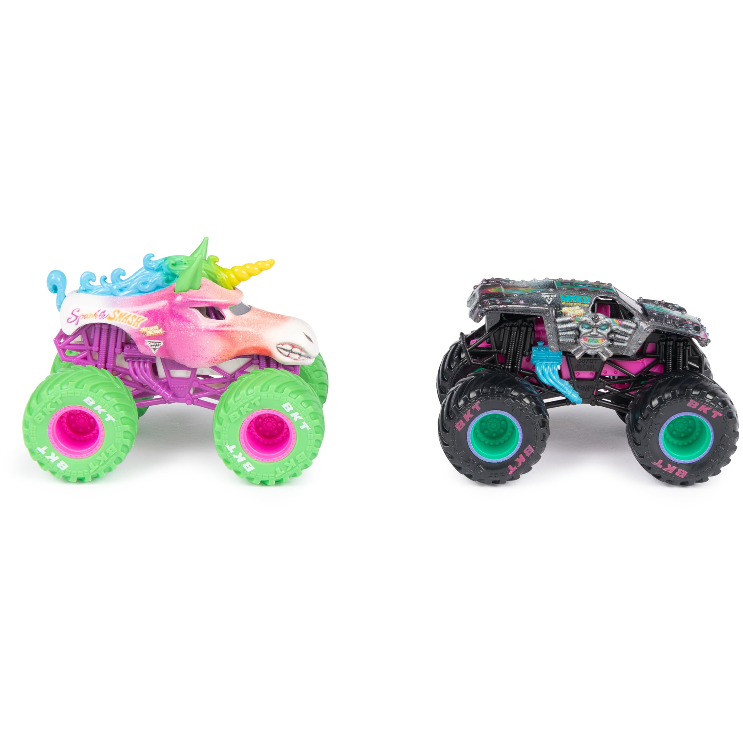 Neon glow under lighting enhances the Nitro Neon trucks' appearance.