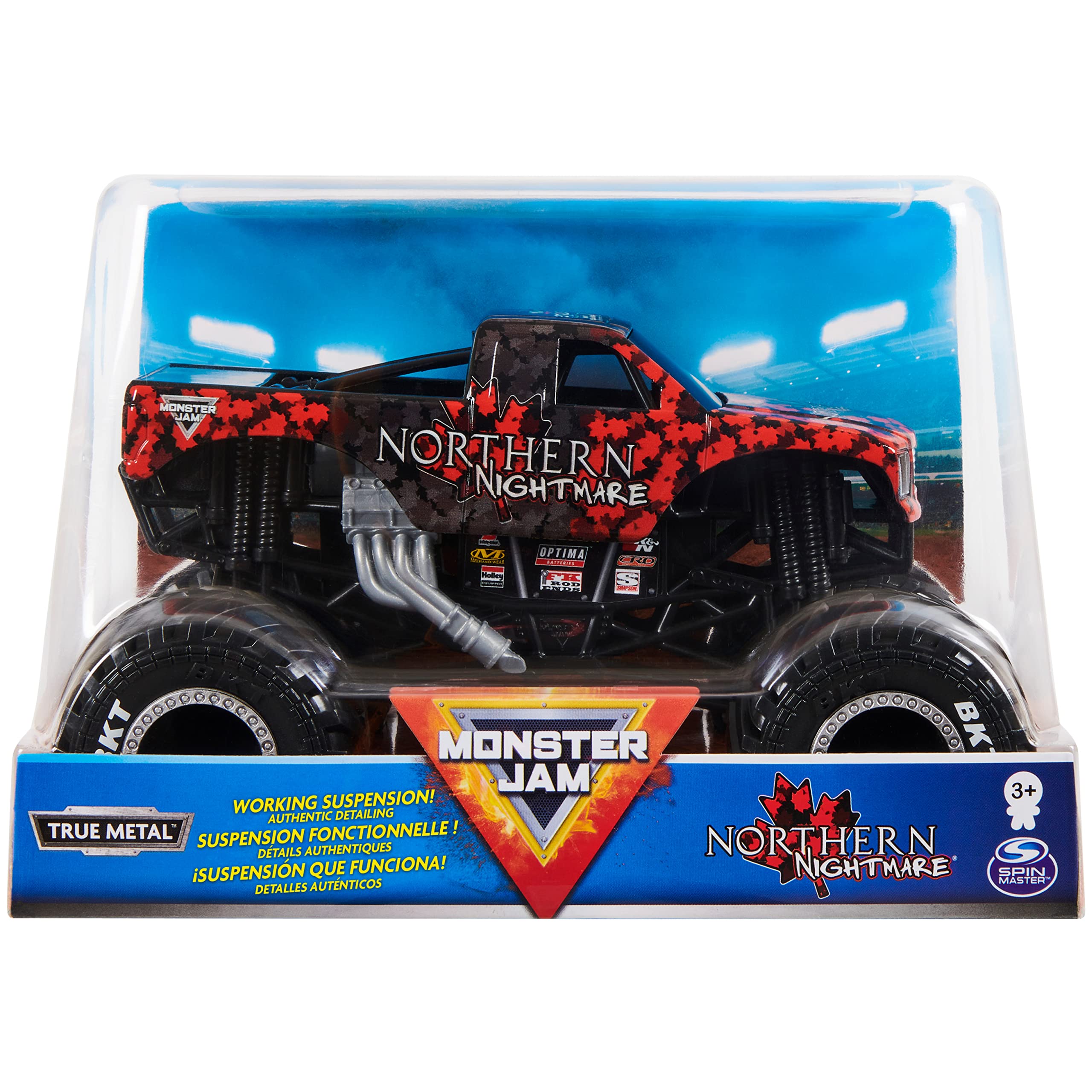 Monster Jam Northern Nightmare 1:24 truck front view with bold graphics for display