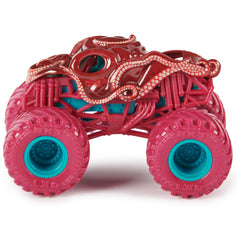 Monster Jam Octon8er authentic chassis built for durability in pretend battles.
