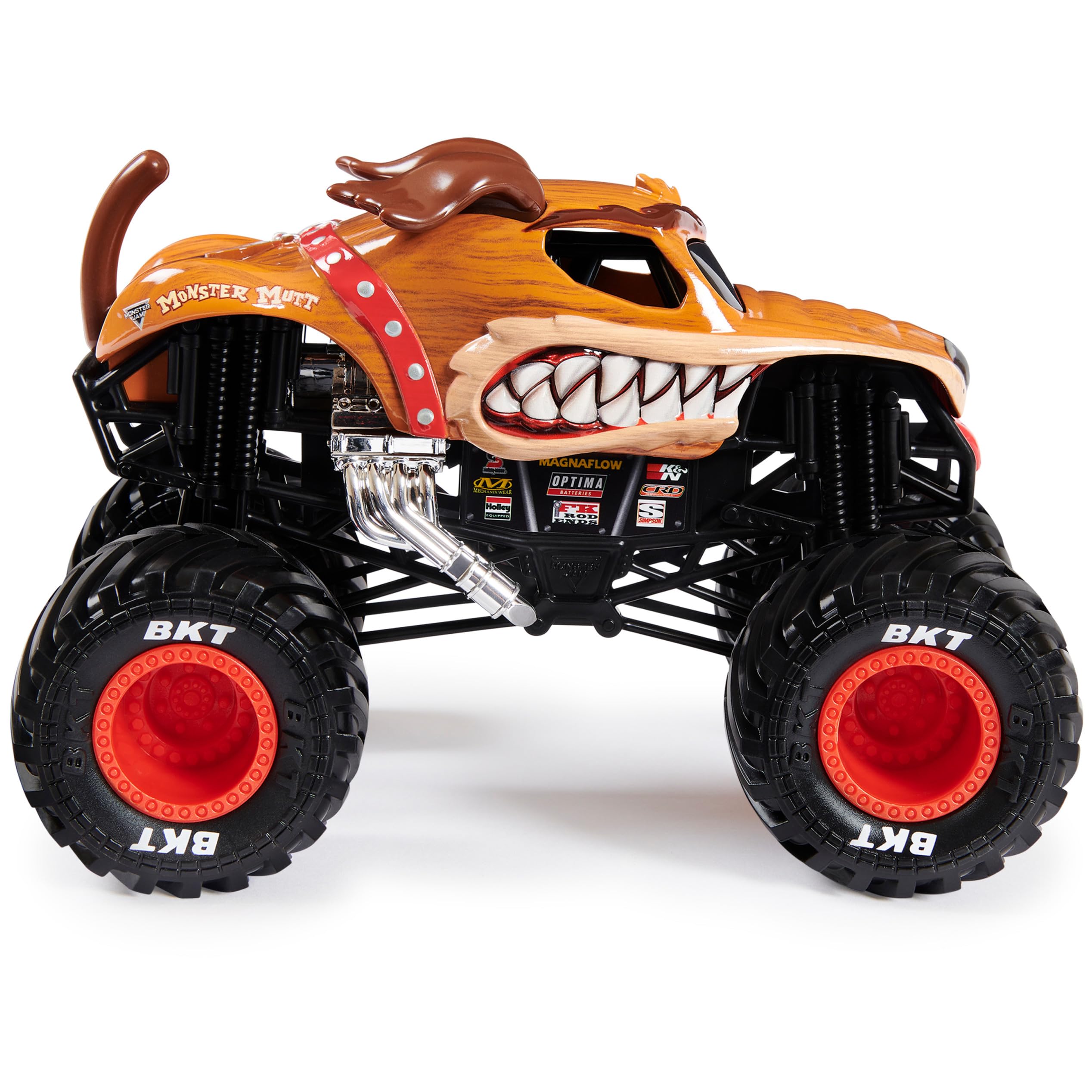 Monster Jam Official Monster Mutt 1:24 truck, detailed graphics emphasize authenticity and high-octane display.
