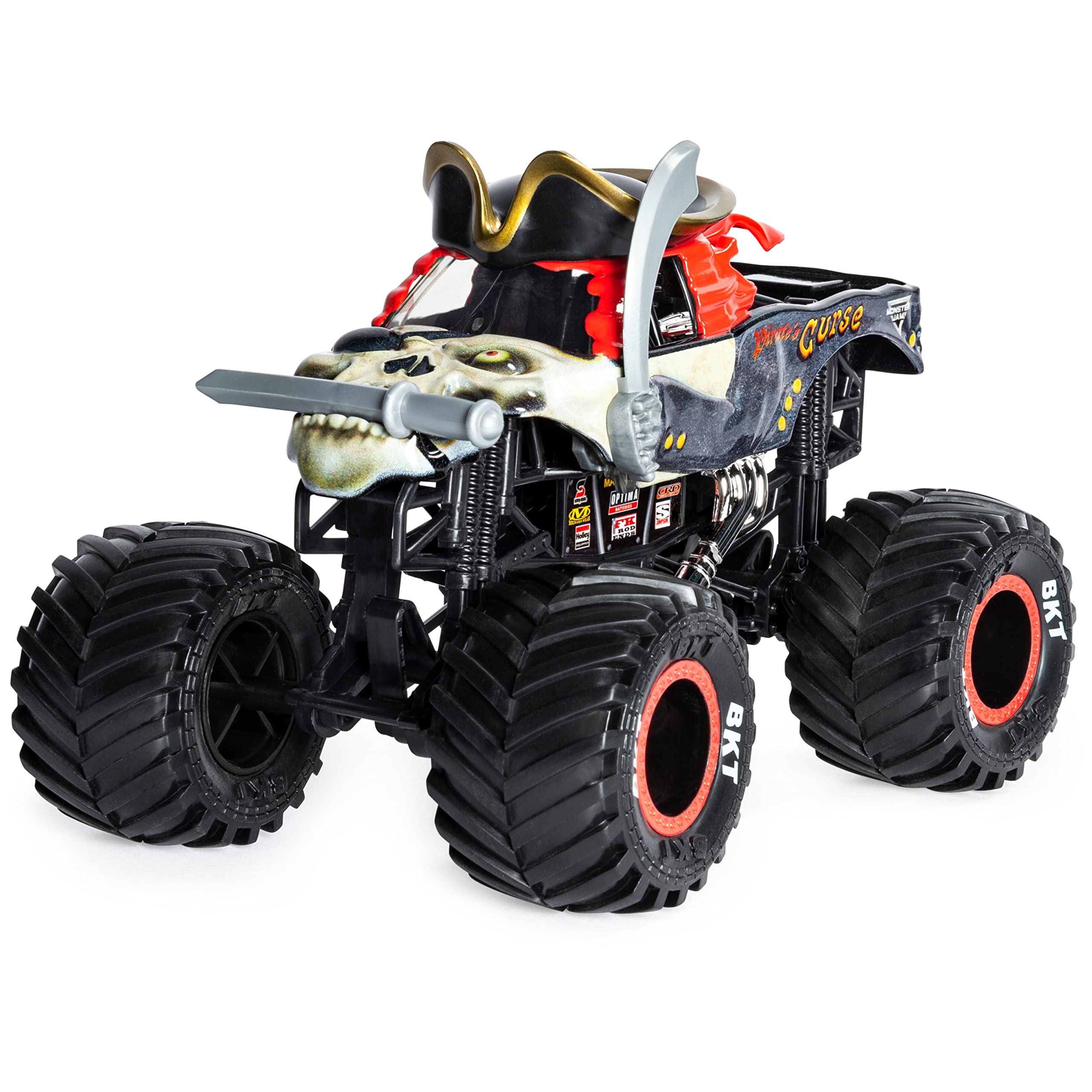 Monster Jam Pirates Curse truck chassis detail highlights authentic design during play.