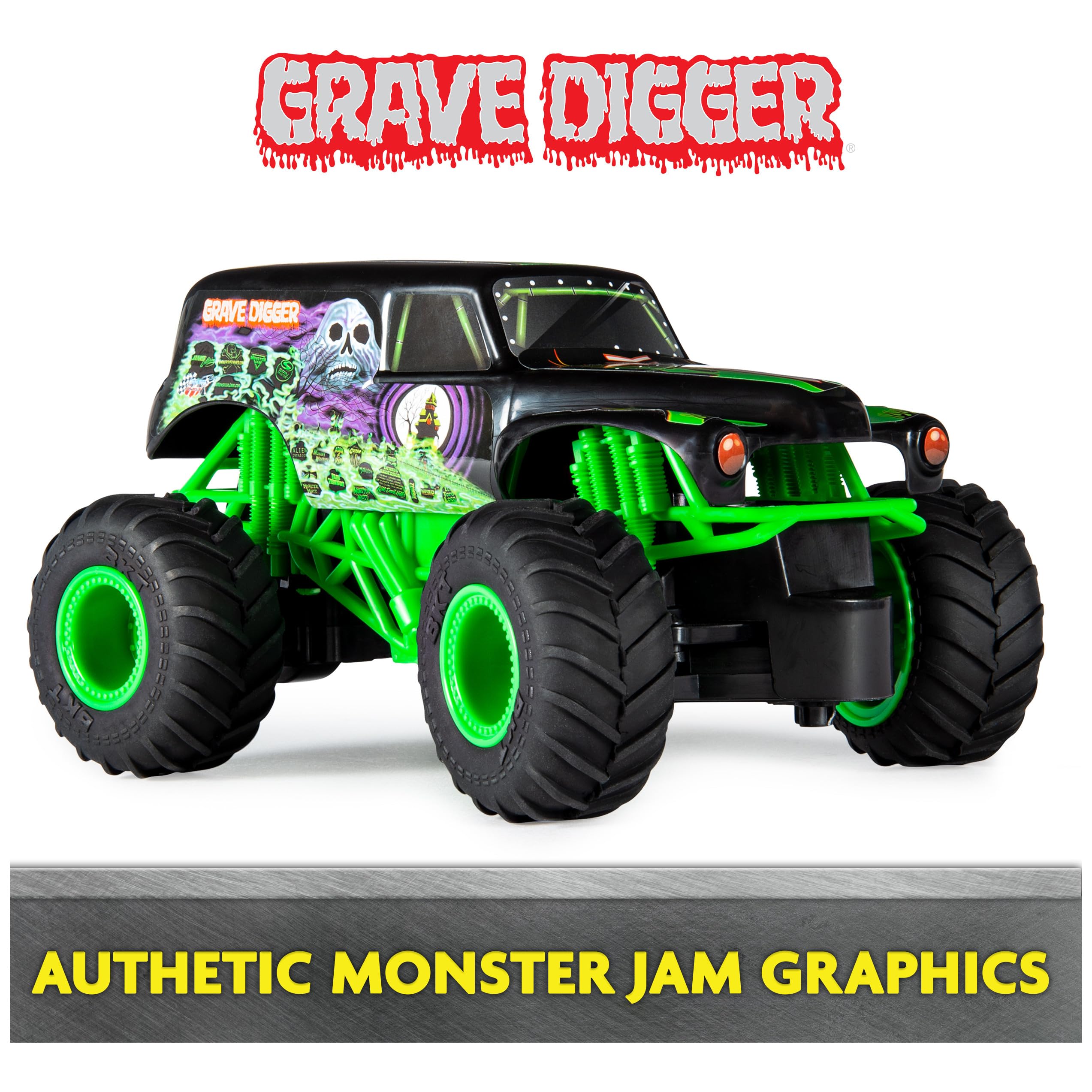 Monster Jam RC dual-joystick controller enables precise steering for competitive play.