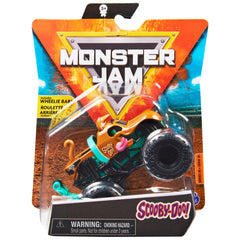 Monster Jam Scooby-Doo 1:64 die-cast truck front view with authentic tires for display