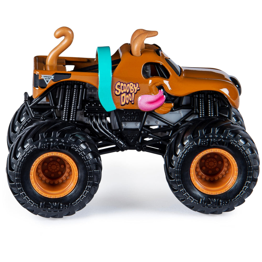 Official BKT tires on the Scooby Doo Monster Jam truck for realism.