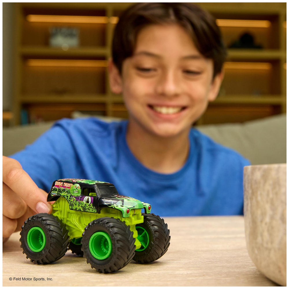 Monster Jam Smash & Bash Megalodon crashing action captured for play scenes.