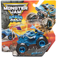 Monster Jam Smash & Bash Megalodon front view with realistic 1:64 scale play.