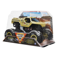 Monster Jam Soldier Fortune 1:24 scale truck suspension action in motion for dramatic stunts.