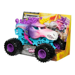 Monster Jam Sparkle Smash tire and chassis shot highlights collectible unicorn-inspired design