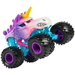 Monster Jam Sparkle Smash truck rear view shows durable chassis for rugged play.