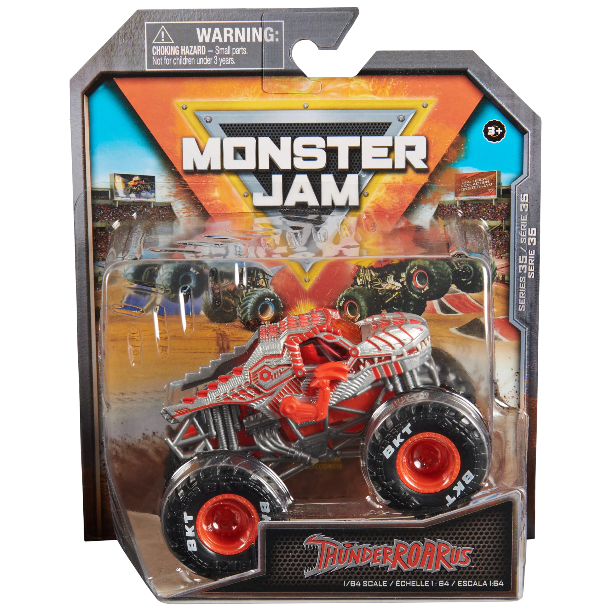 Monster Jam ThunderROARus die-cast 1:64 truck with authentic scale detail for durable play.