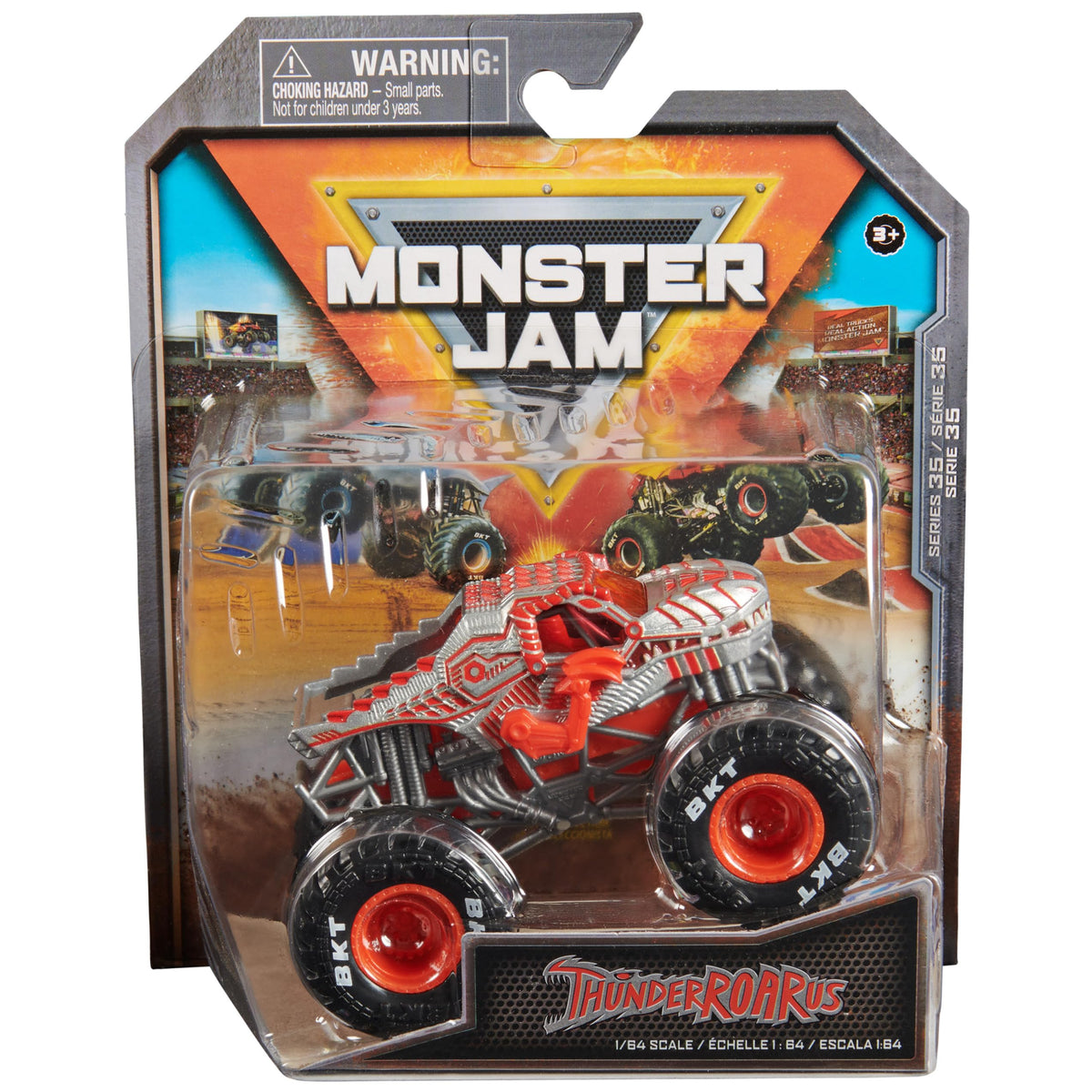 Monster Jam ThunderROARus die-cast 1:64 truck with authentic scale detail for durable play.