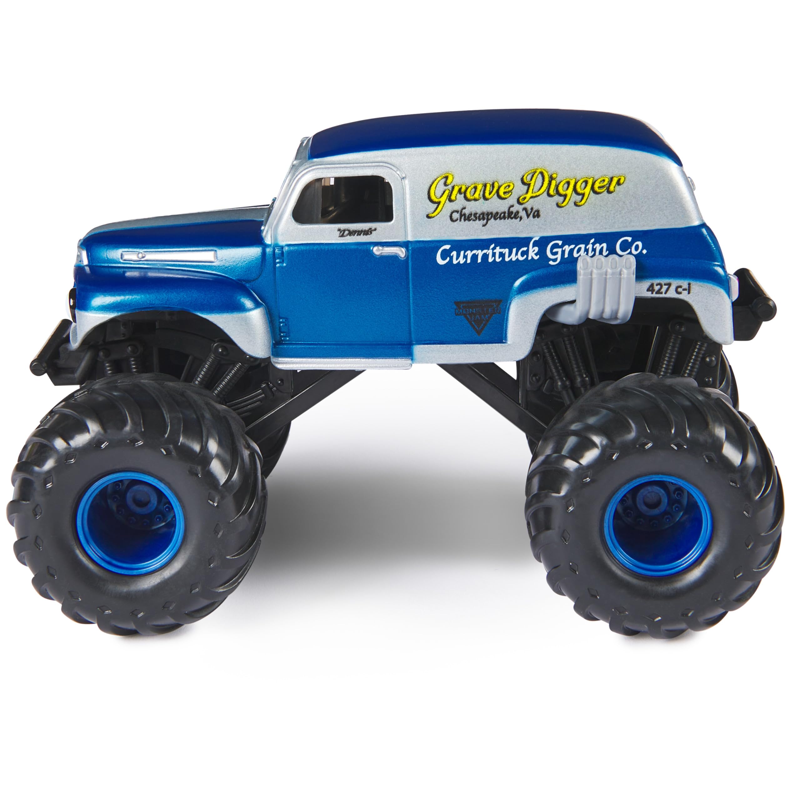 Monster Jam truck on display-ready shelf boosts collection pride.