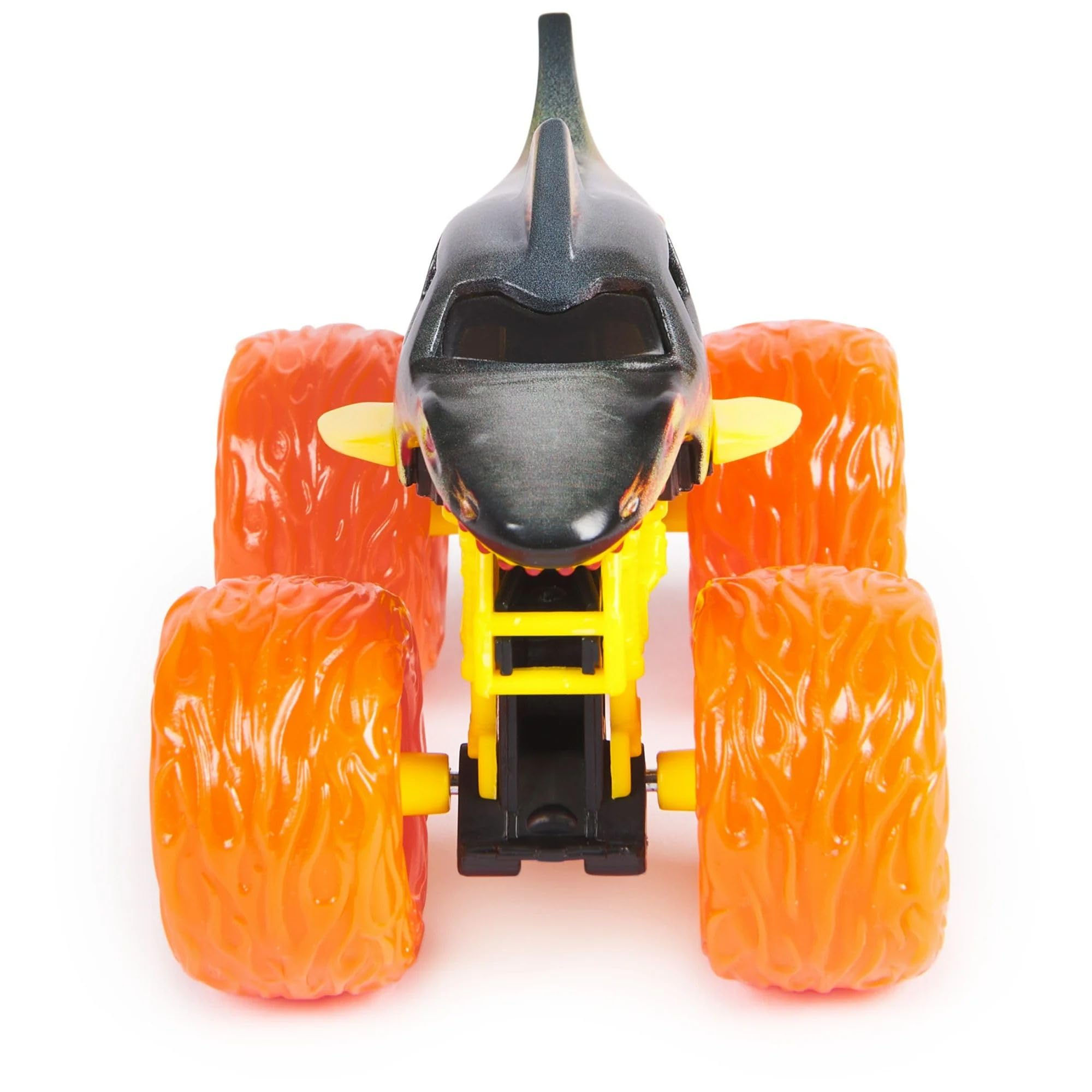 Monster Jam two-truck diecast set makes a dynamic display on shelves.