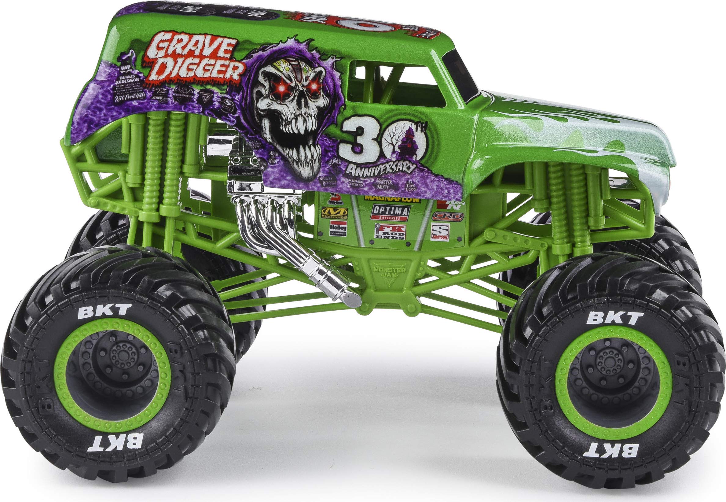 Grave Digger 1:24 suspension enables realistic jumps during play