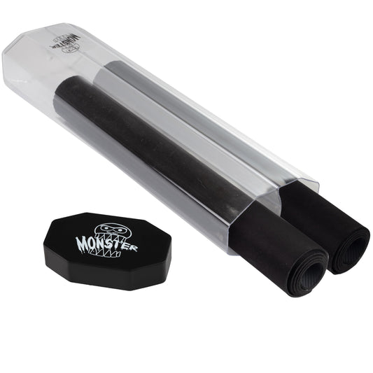 Monster Protectors Prism Dual Playmat Tube in black with mats protected for travel