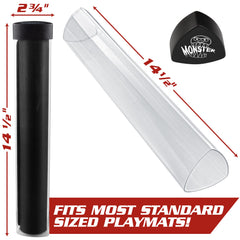 Monster Protectors triangular tube enables easy reach to retrieve mats.