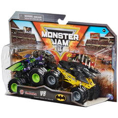 Monster Jam 1:64 scale die-cast trucks with official BKT tires for realism.