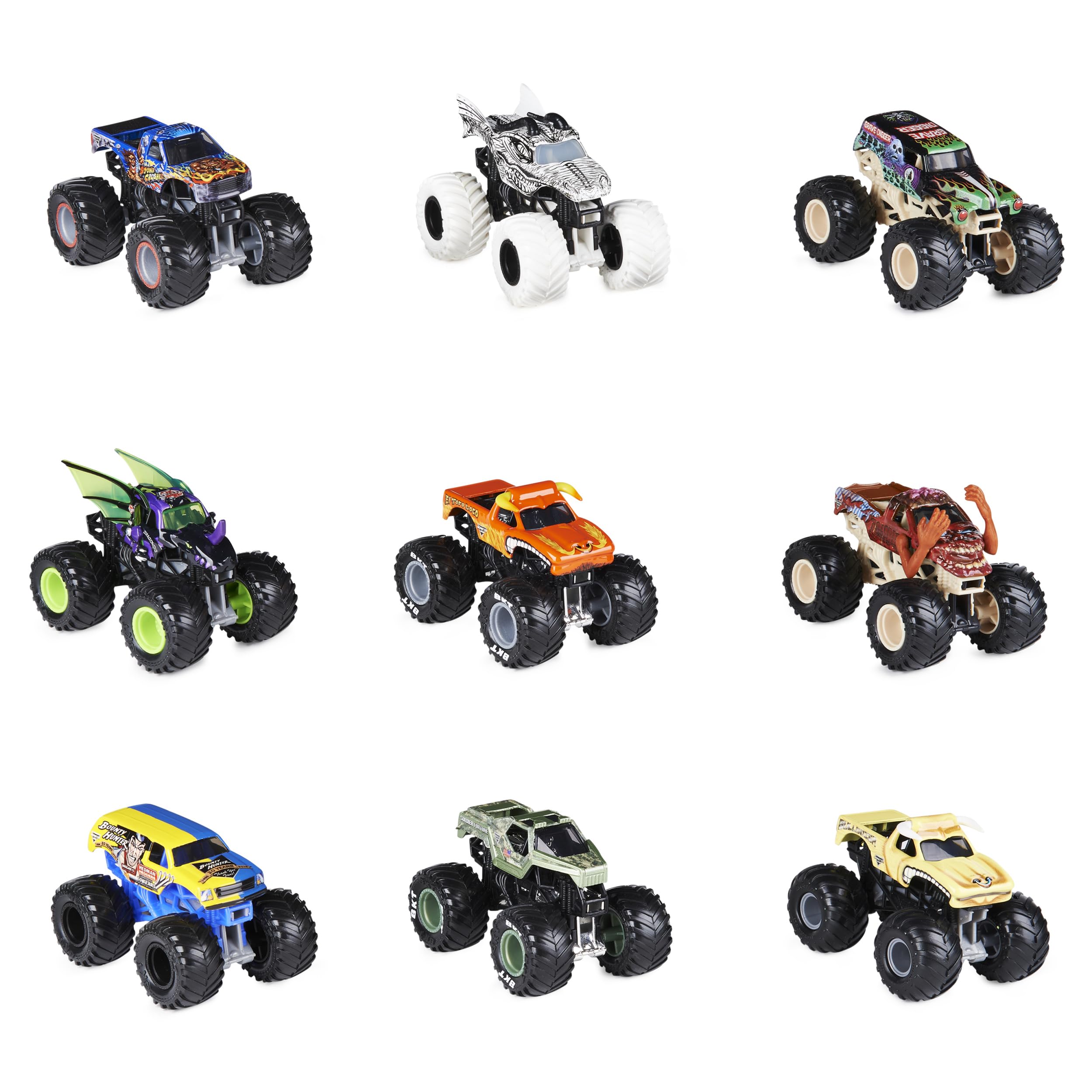 Monster Jam Megalodon attack highlights rugged styling for action play.