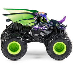 Monster Jam Bulldozer vs Racing Stripes 1:64 scale die-cast for sturdy play.