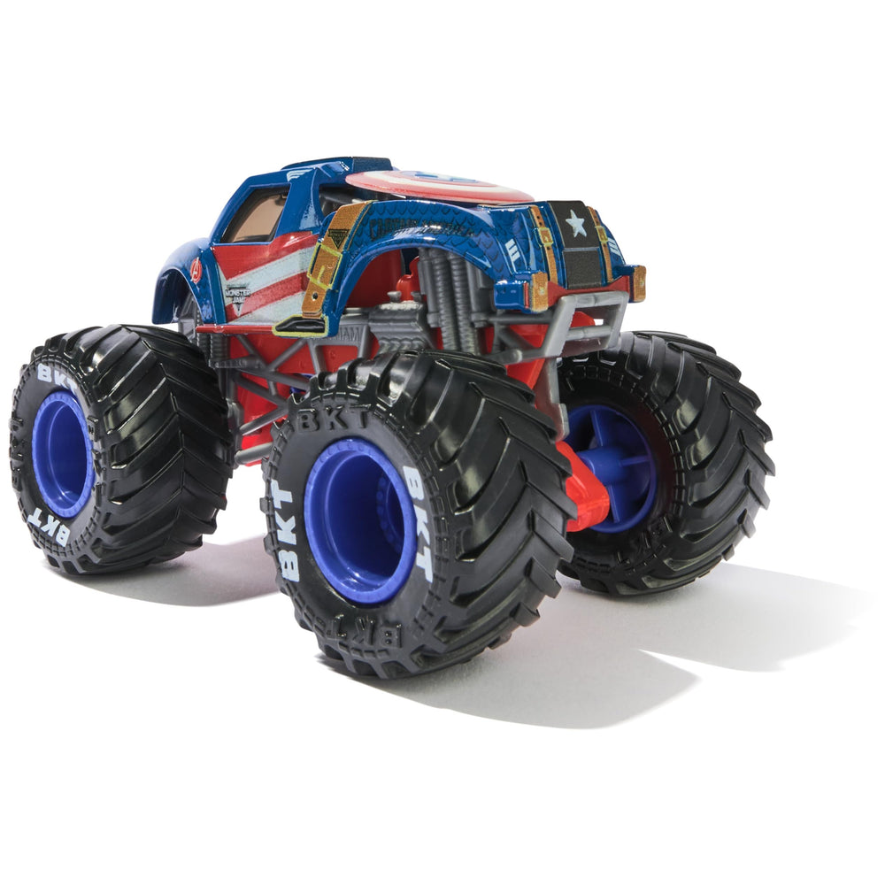 Ramped arena play with Captain America and Winter Soldier trucks