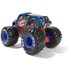 Ramped arena play with Captain America and Winter Soldier trucks