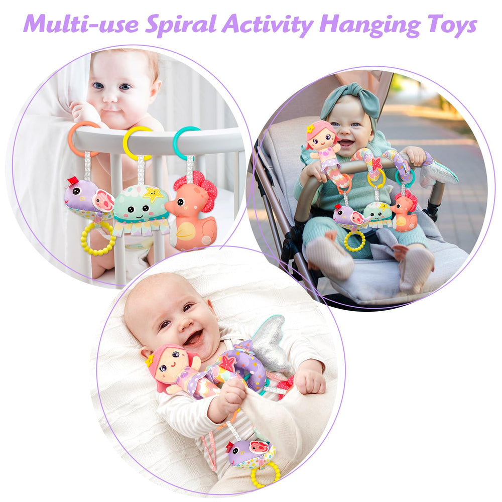 MONSTIME octopus car seat toy emits a squeak to encourage auditory exploration