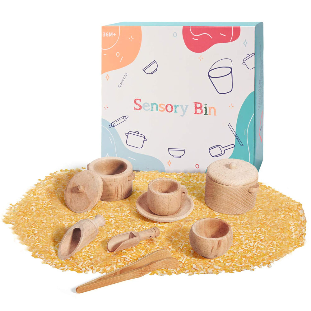 Mont Pleasant eight piece wooden set supporting imaginative kitchen play