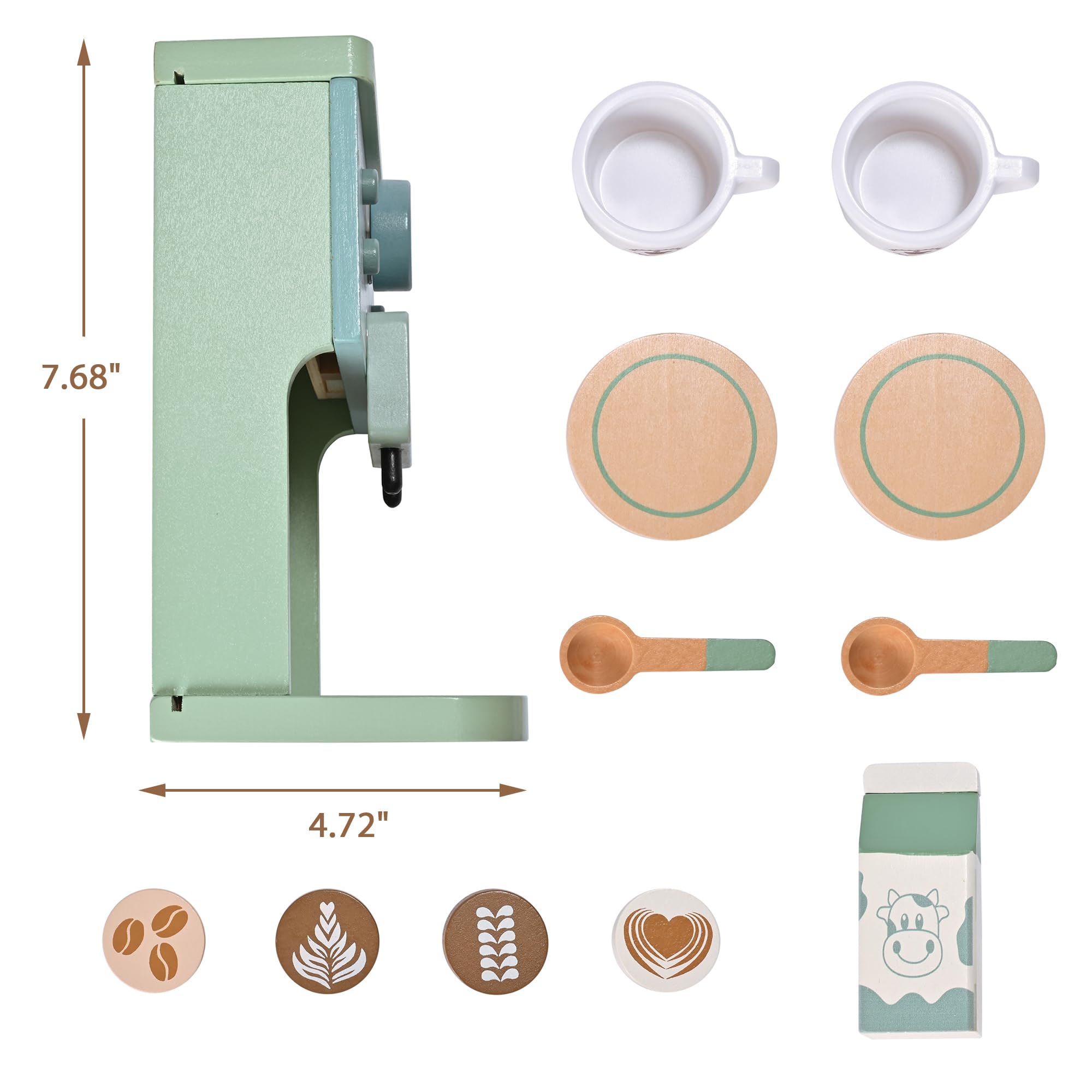 Mont Pleasant wooden coffee cups for kid-friendly pretend coffee service