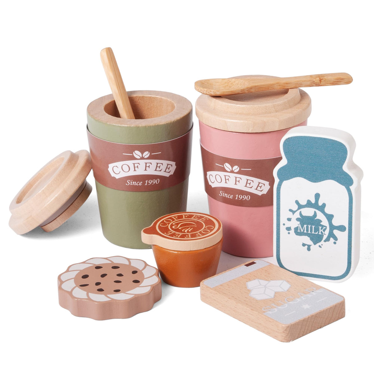 Mont Pleasant Kids Coffee Playset cups for realistic pretend coffee experiences.