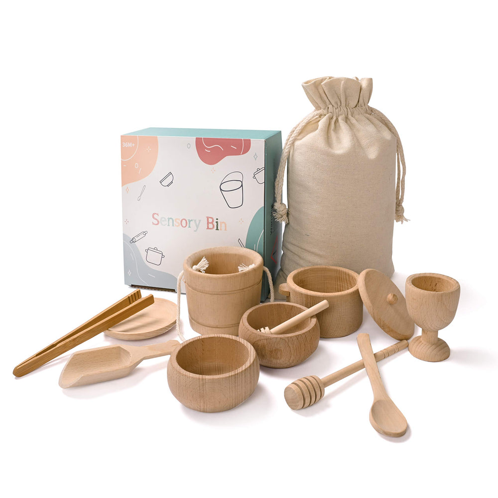 MONT PLEASANT sensory bin wooden tongs for fine motor practice