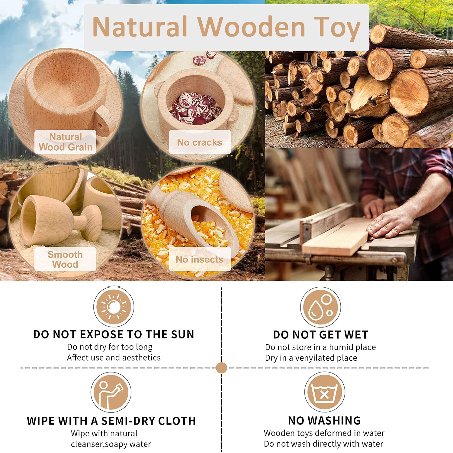 MONT PLEASANT wooden cups and pots for sorting play