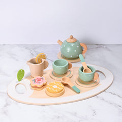 Mont Pleasant wooden teacups, child-friendly size to develop grasping and sharing.