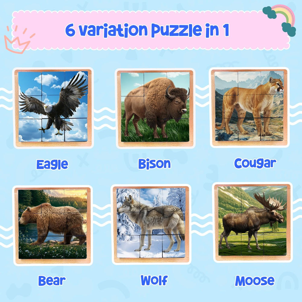 Montessori Castle Hands-on Native Animals Puzzle helps kids build focus and problem solving.